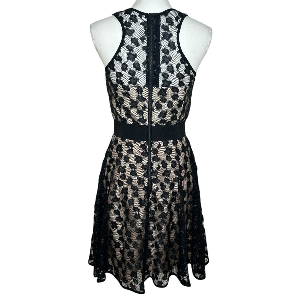 Milly Cheetah Lurex Lace Dress Nude Size 4 Sheer Yoke Silk Combo Made USA - Picture 3 of 9